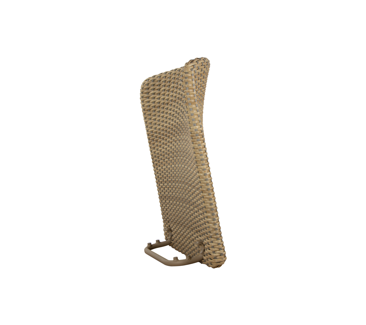 Un dossier tissé conçu pour un siège confortable, avec une forme courbée et une base de support robuste. Idéal pour la détente.