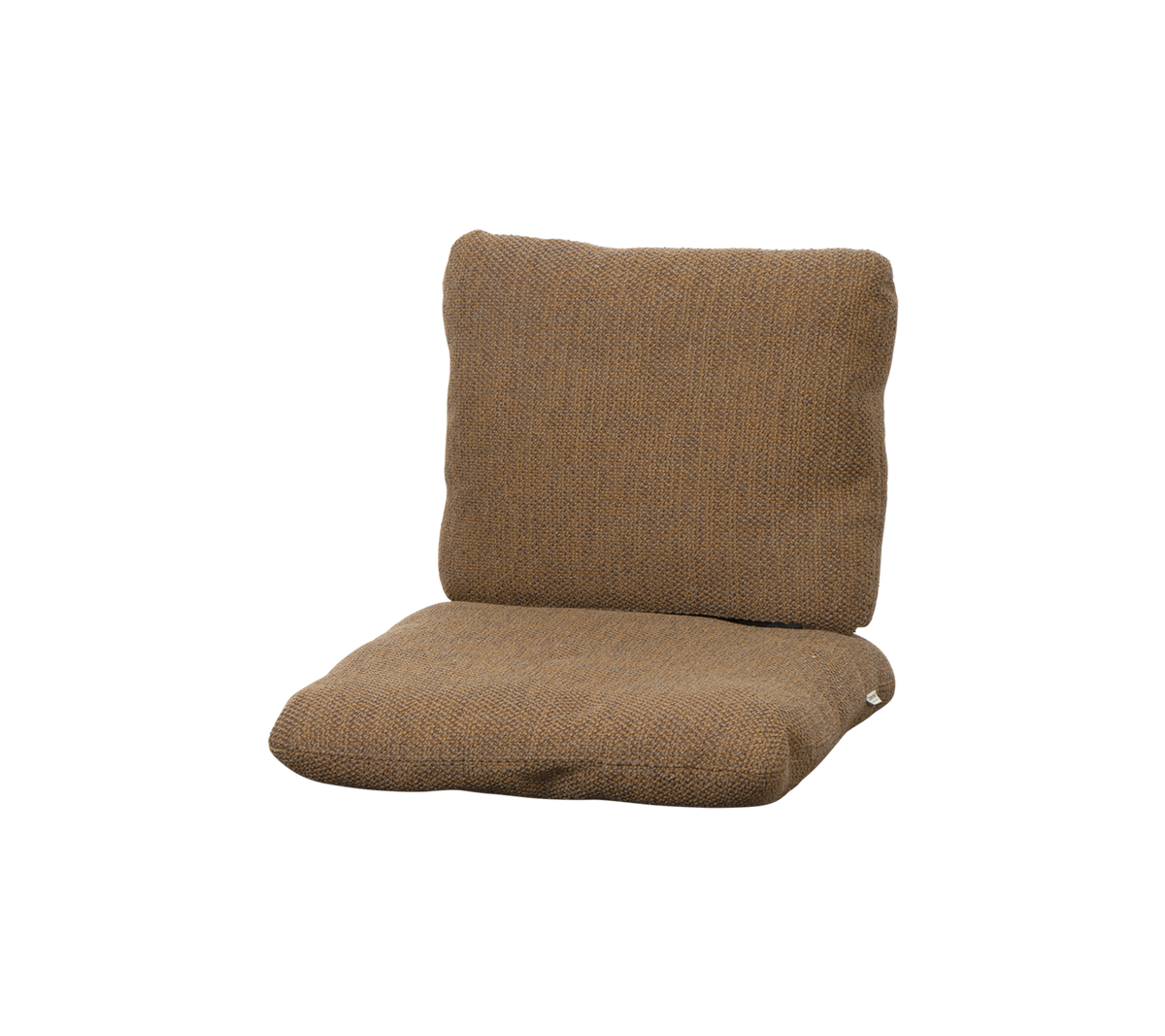 Ensemble de coussins dans une couleur marron chaud avec un tissu texturé, présentant un dossier de soutien et un siège confortable.