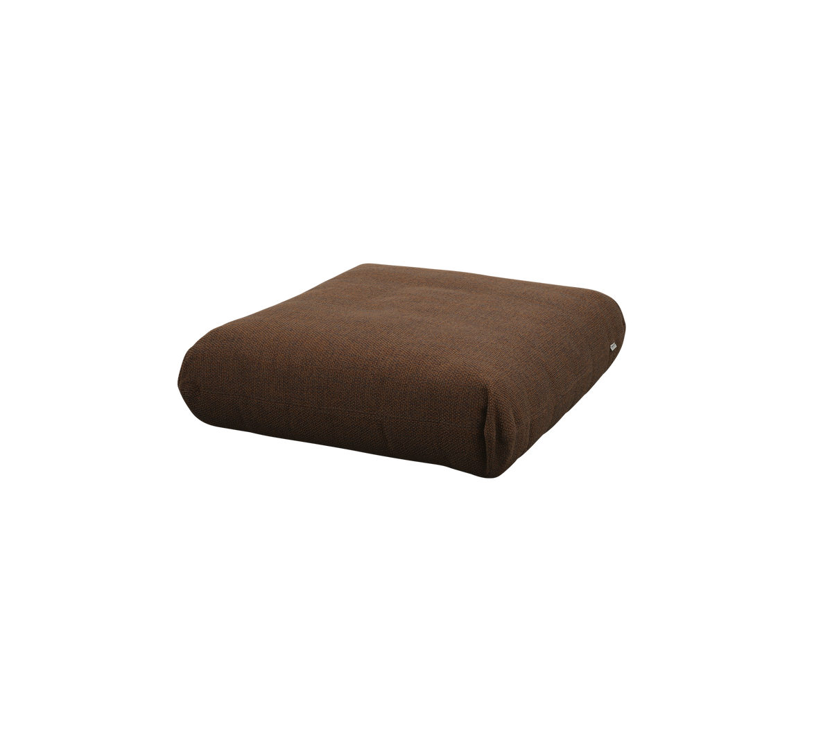 Coussin carré marron avec une texture en tissu doux, idéal pour le confort et l'usage décoratif.