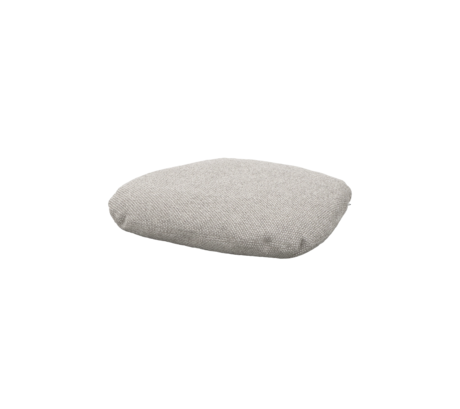Coussin doux en forme carrée en tissu gris clair, conçu pour le confort et la détente. Idéal pour divers arrangements de sièges.
