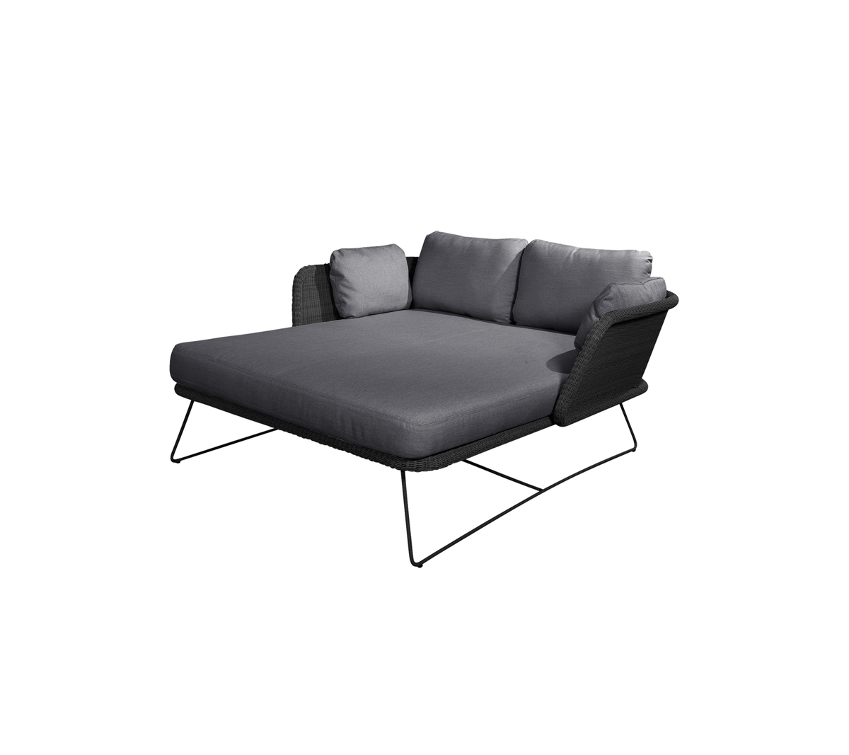 Fauteuil lounge grise stylé avec coussins moelleux et pieds en métal épurés, parfait pour se détendre.