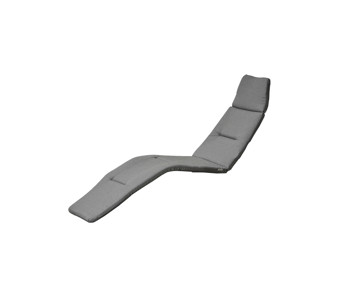Coussin de lounge courbé gris avec plusieurs sections pour le confort et le soutien, adapté à la détente ou à une utilisation en extérieur.