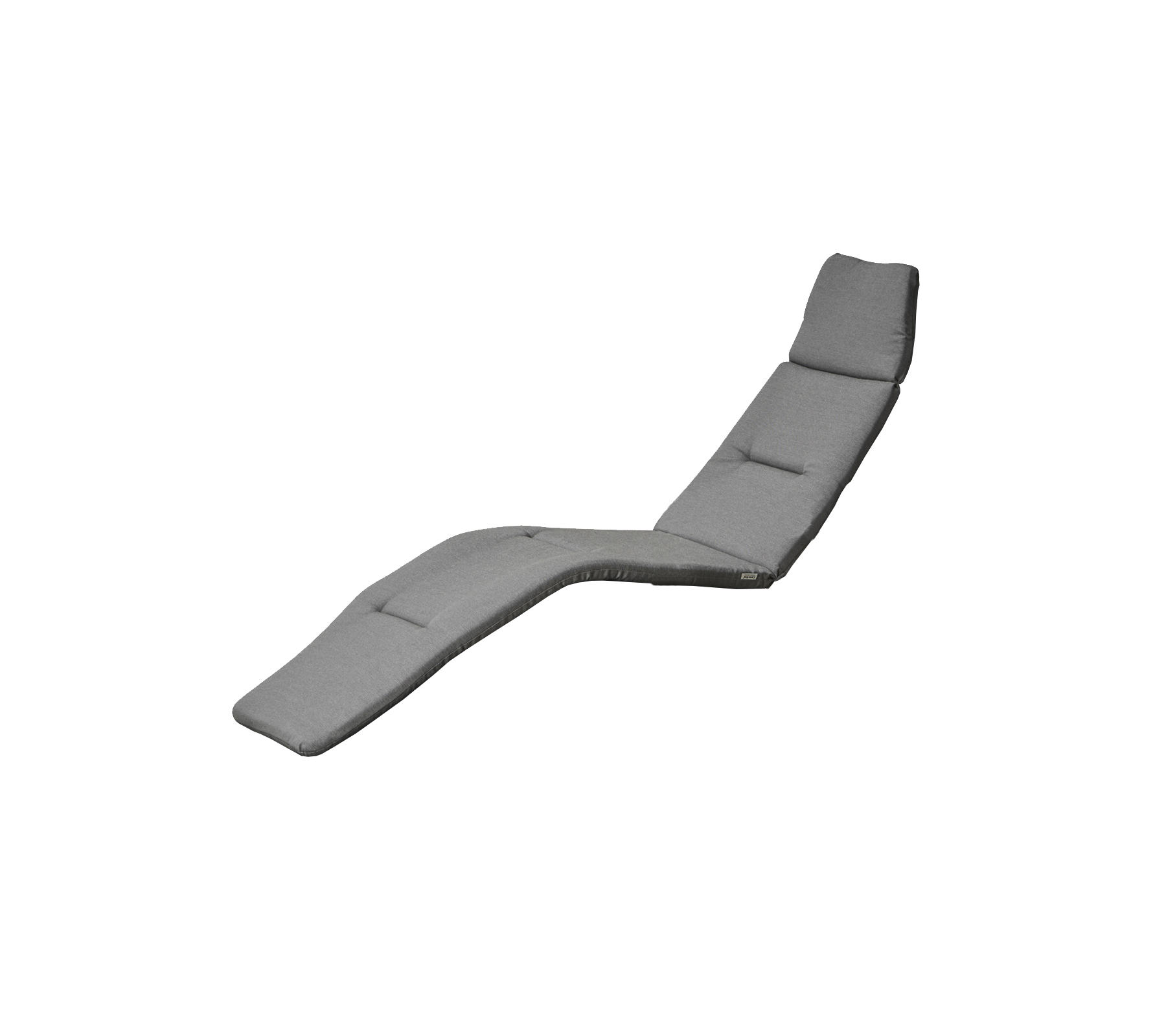 Coussin de lounge courbé gris avec plusieurs sections pour le confort et le soutien, adapté à la détente ou à une utilisation en extérieur.