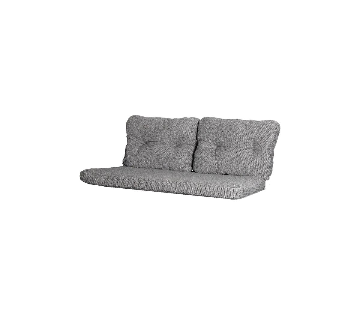 Canapé gris avec un design matelassé, présentant un style minimaliste et des lignes épurées, idéal pour les espaces de vie modernes.