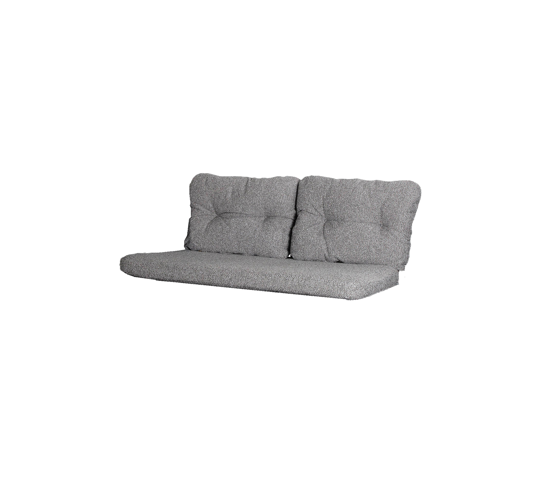 Canapé gris avec un design matelassé, présentant un style minimaliste et des lignes épurées, idéal pour les espaces de vie modernes.