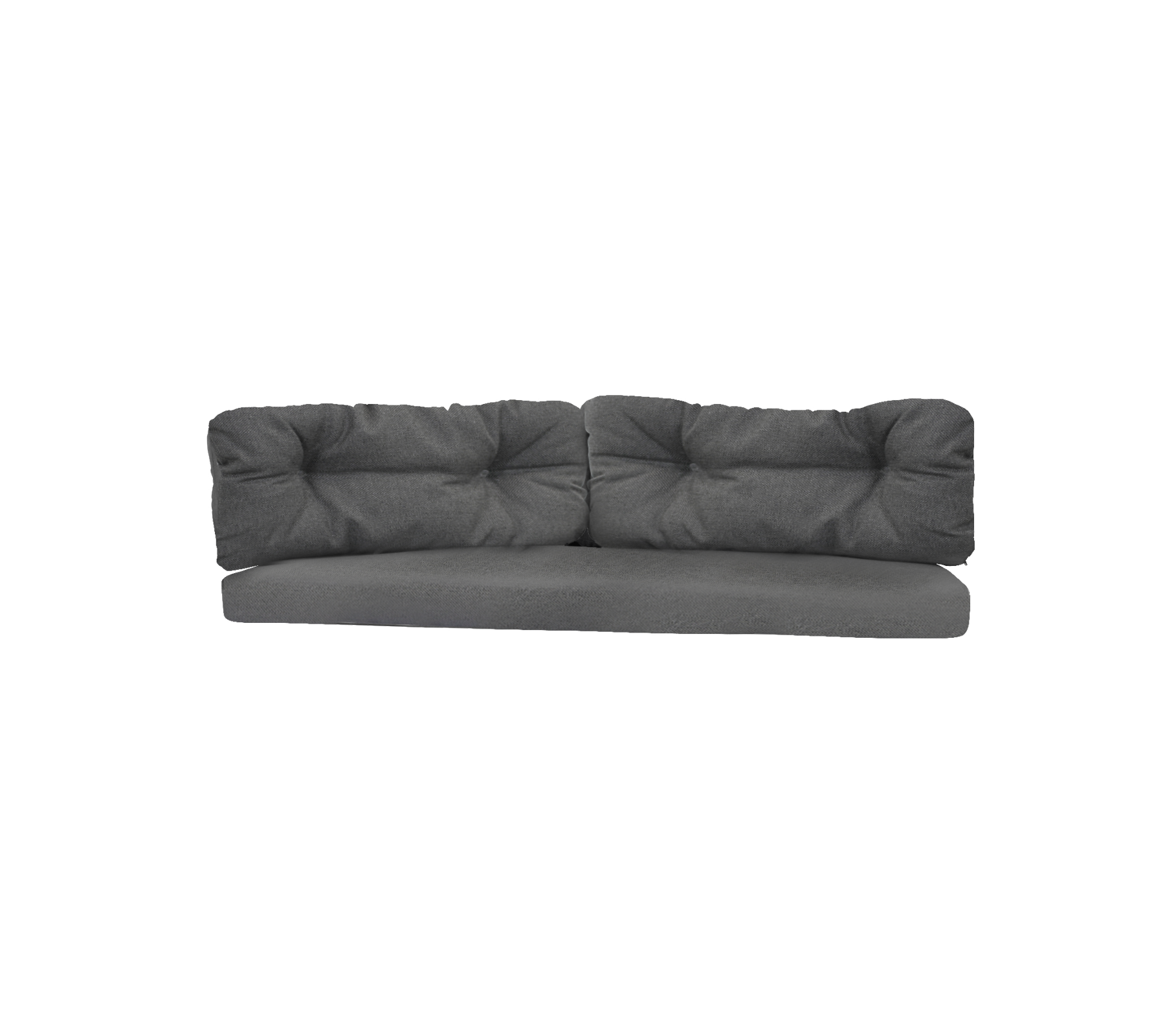 Canapé gris foncé avec des coussins capitonnés, au design moderne et offrant des places assises spacieuses pour un confort optimal.