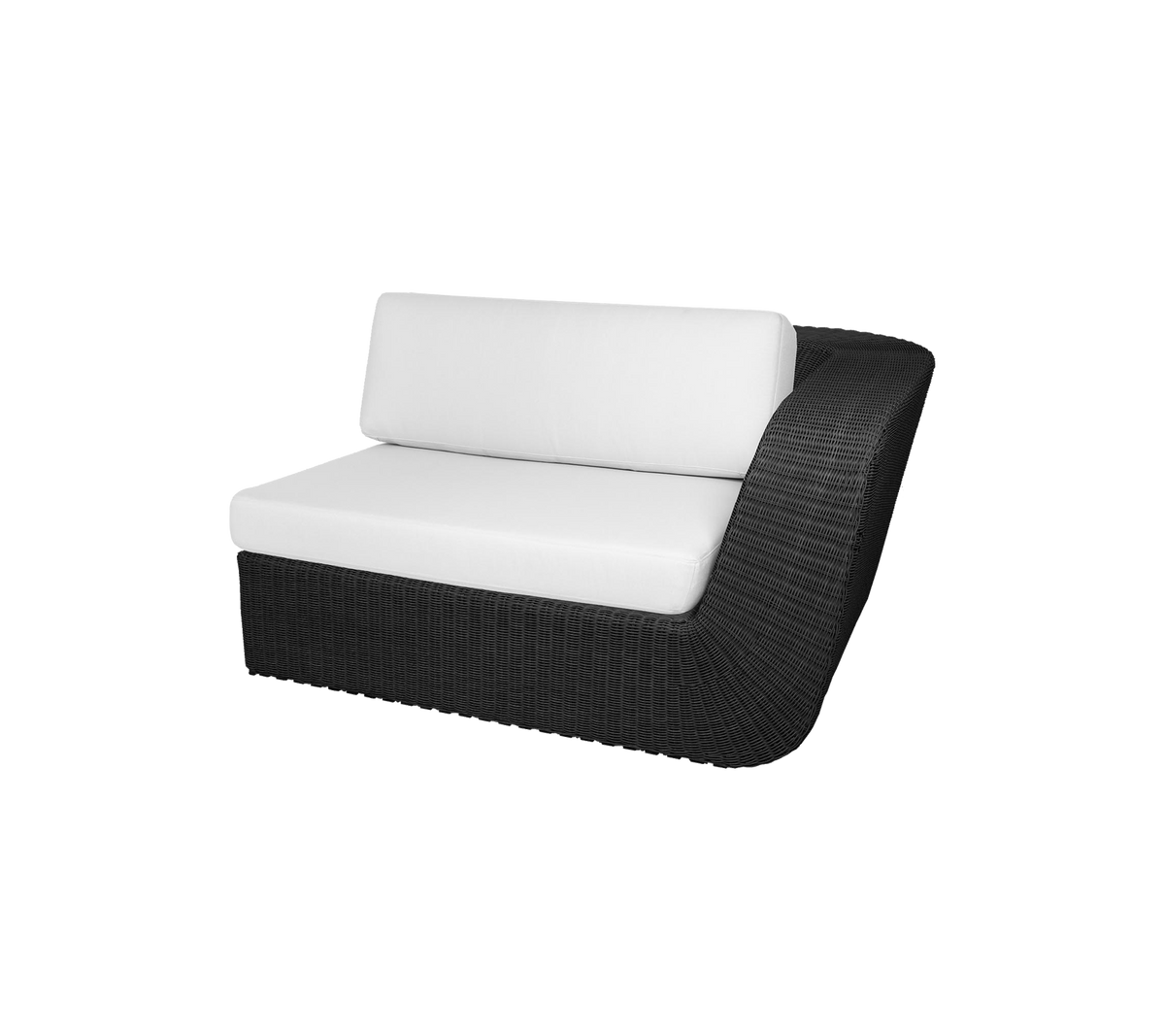 Sièges contemporains avec un cadre noir épuré et de plush coussins blancs, conçus pour le confort et le style.