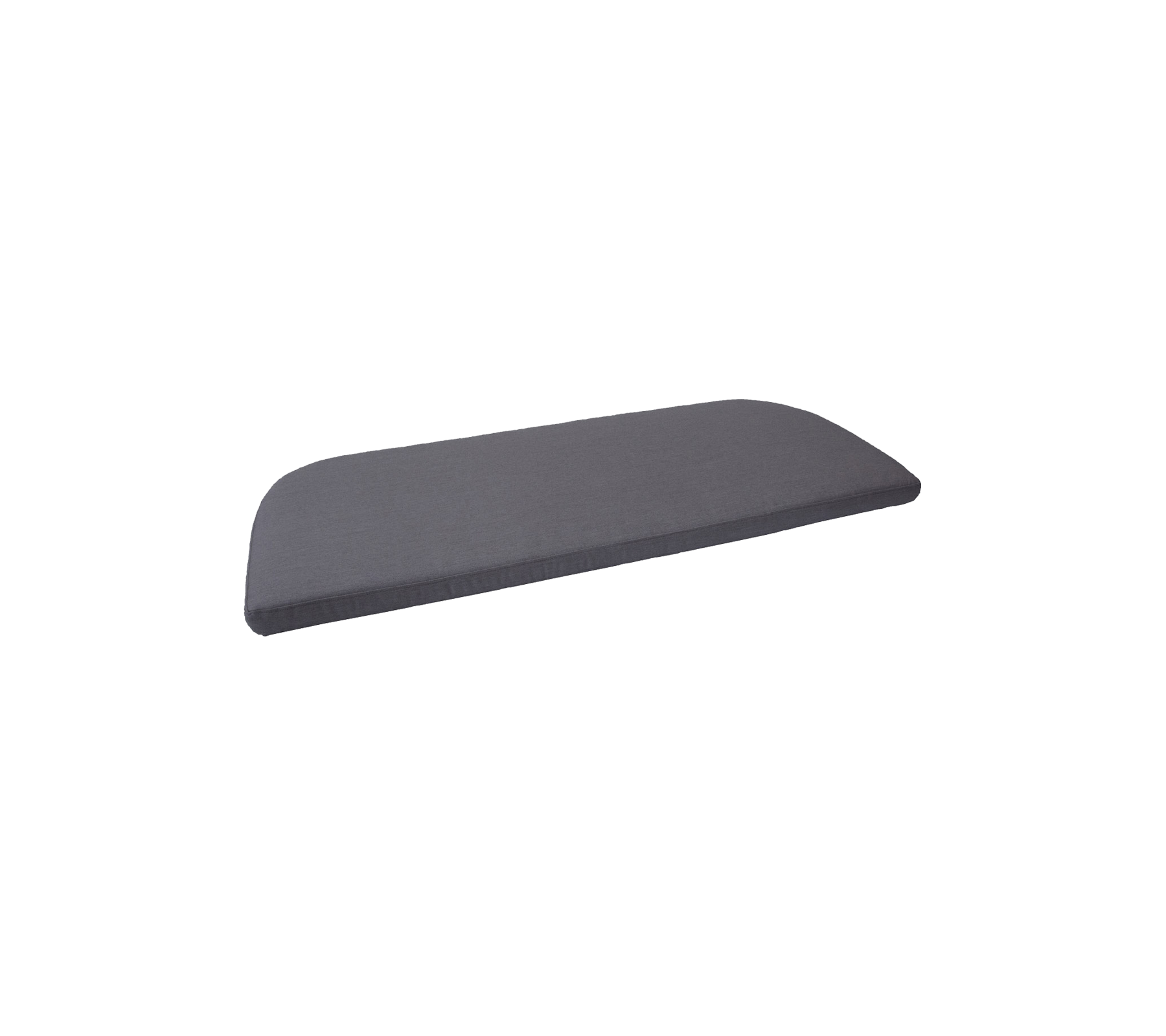 Coussin en mousse grise avec une forme courbée, conçu pour le confort et le soutien. Convient à diverses applications et styles de meubles.