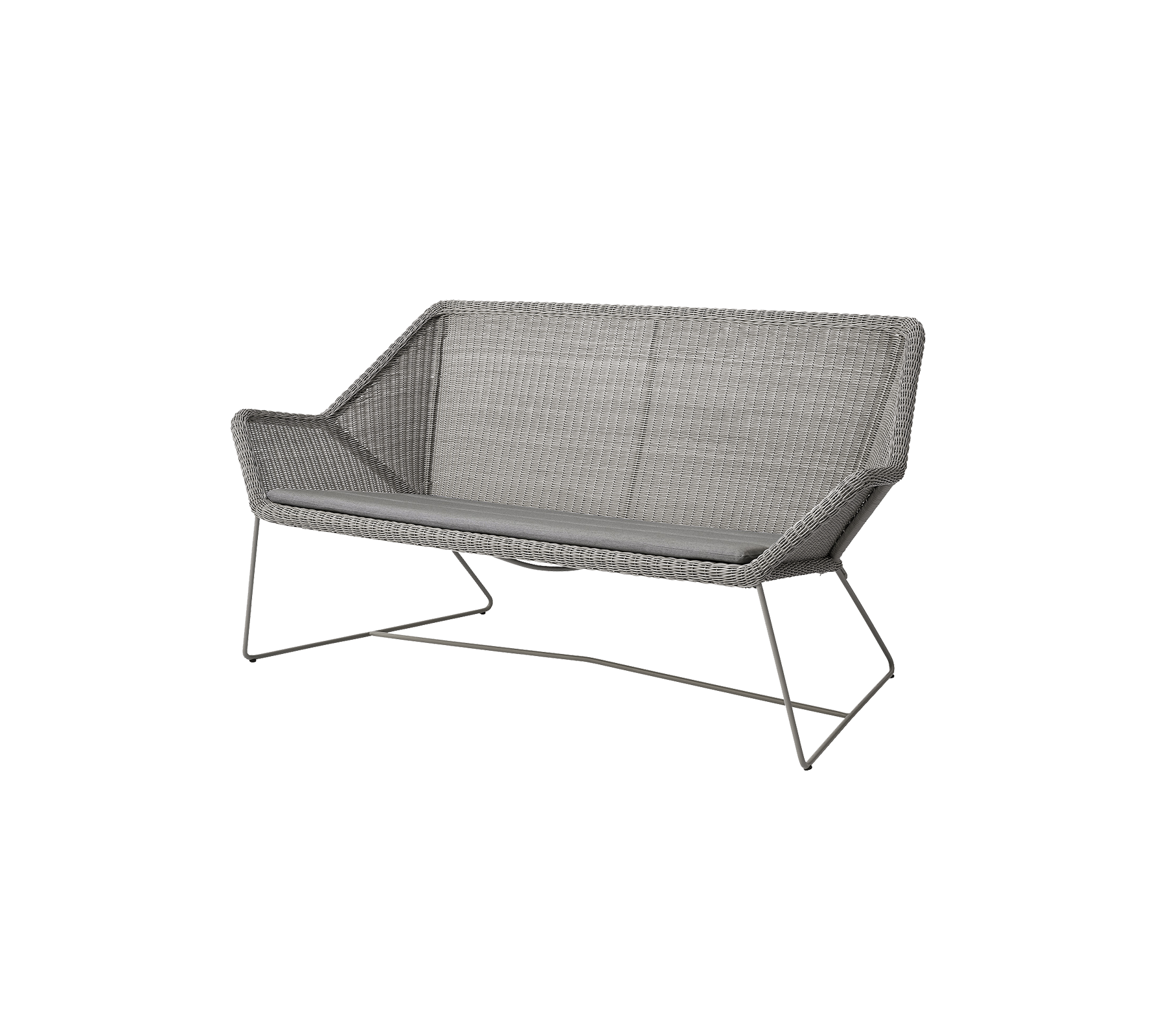 Canapé deux places élégant au design moderne avec une texture tissée et des pieds en métal épurés, parfait pour se détendre et pour un attrait esthétique.