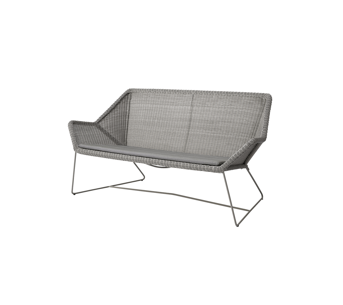 Canapé deux places élégant au design moderne avec une texture tissée et des pieds en métal épurés, parfait pour se détendre et pour un attrait esthétique.