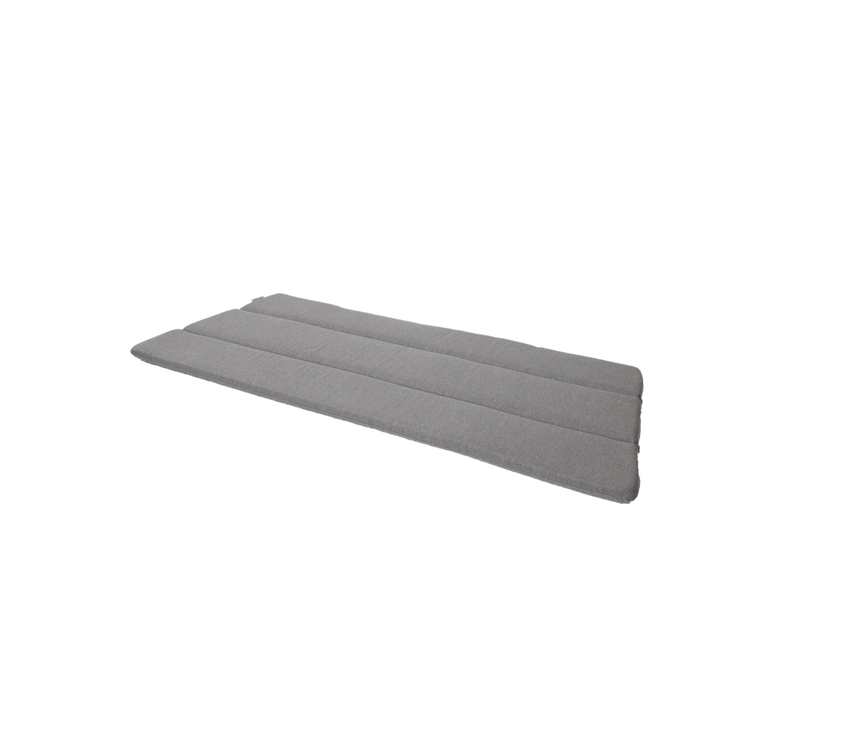 Tapis gris rembourré avec un design épuré et minimaliste comprenant trois sections horizontales. Idéal pour le confort et le soutien.