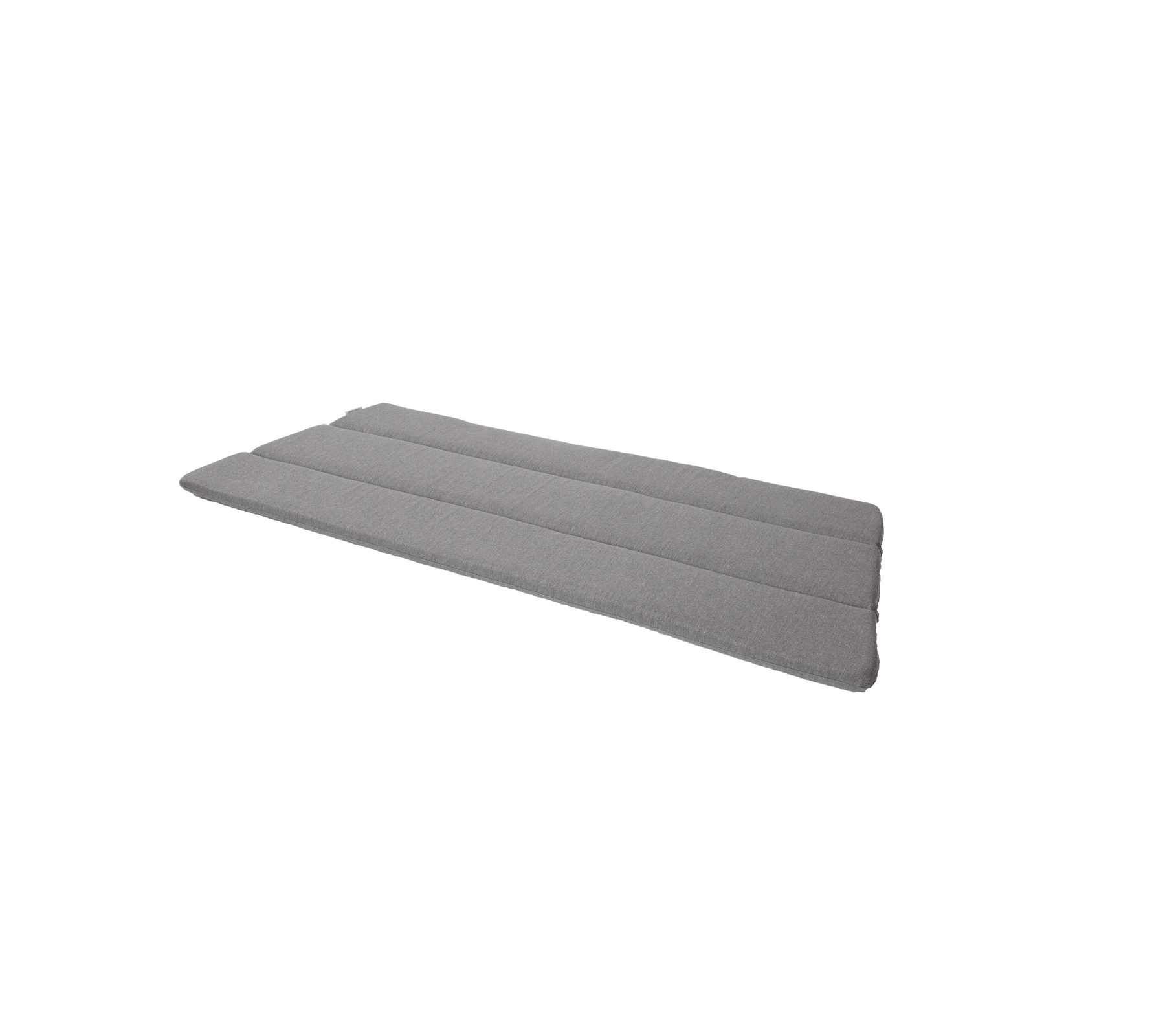 Tapis gris rembourré avec un design épuré et minimaliste comprenant trois sections horizontales. Idéal pour le confort et le soutien.