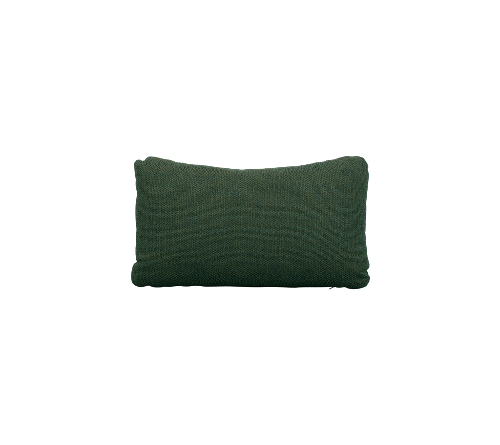 Coussin vert foncé avec une forme rectangulaire simple.