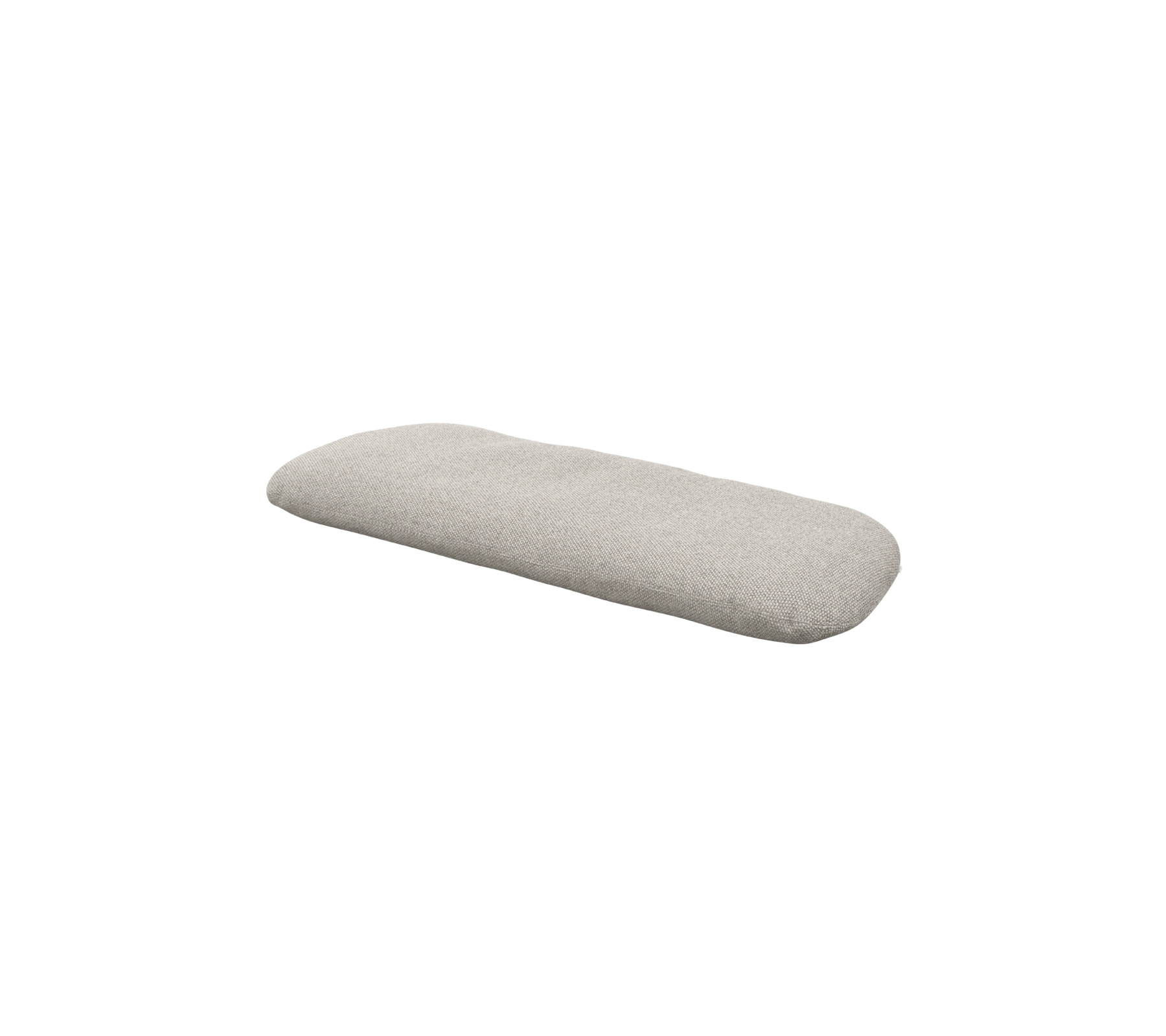 Coussin rectangulaire en tissu gris clair, avec une surface lisse et une texture subtile, conçu pour le confort et le style.