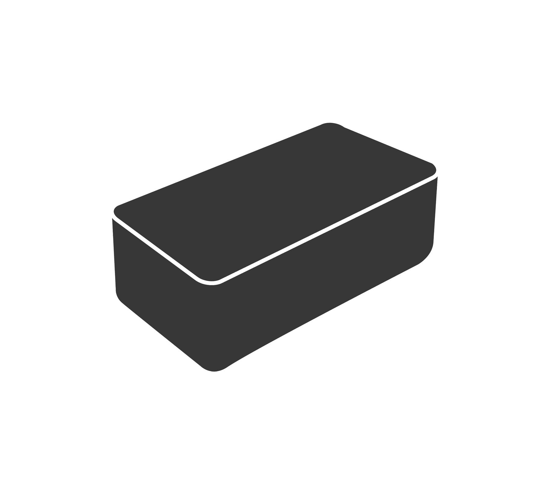Une boîte de rangement rectangulaire simple avec un couvercle plat, conçue pour organiser et stocker les objets de manière efficace.