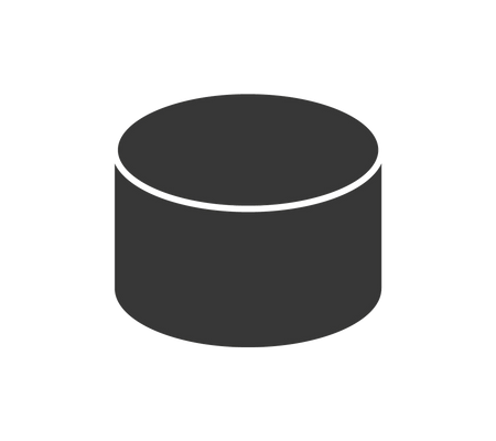 Un objet cylindrique simple de couleur sombre, avec un dessus plat et des côtés, représentant une forme géométrique de base.