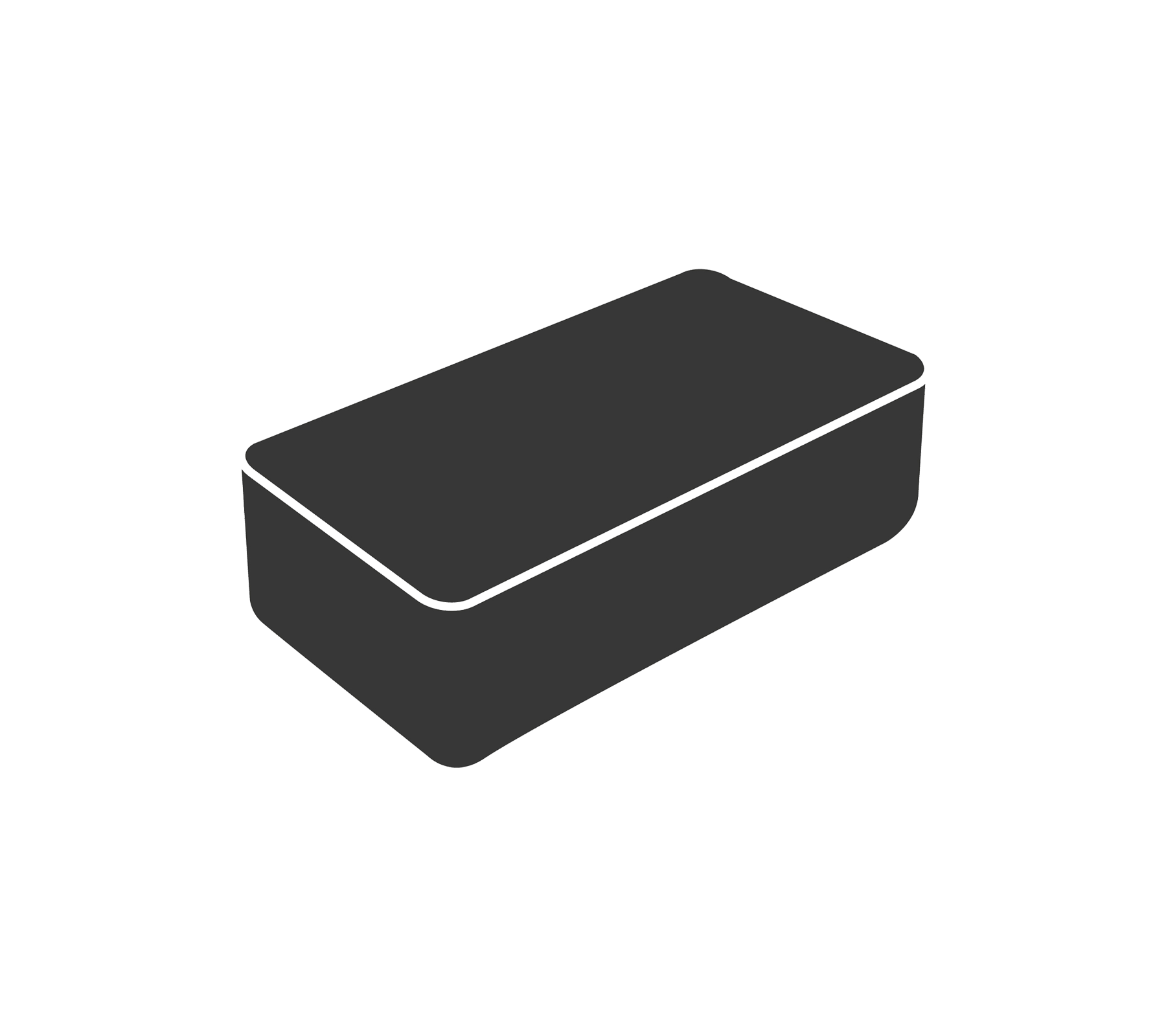 Boîte de rangement rectangulaire noire avec un couvercle plat, conçue pour organiser efficacement divers objets.