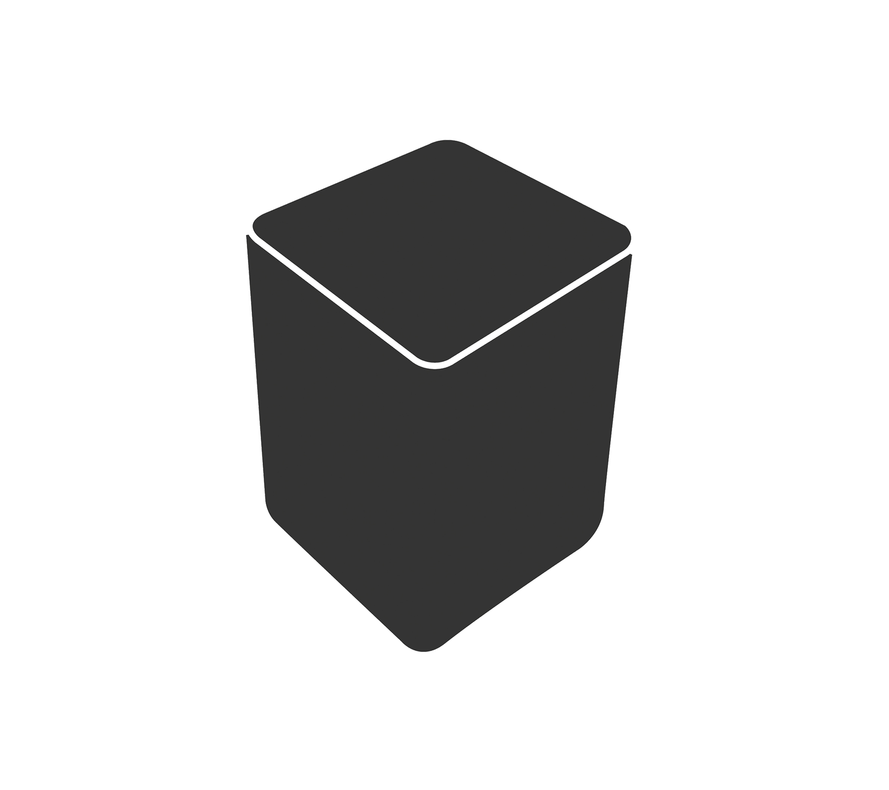 Conteneur géométrique simple avec une forme hexagonale et une surface supérieure plate. Convient à divers usages de stockage.