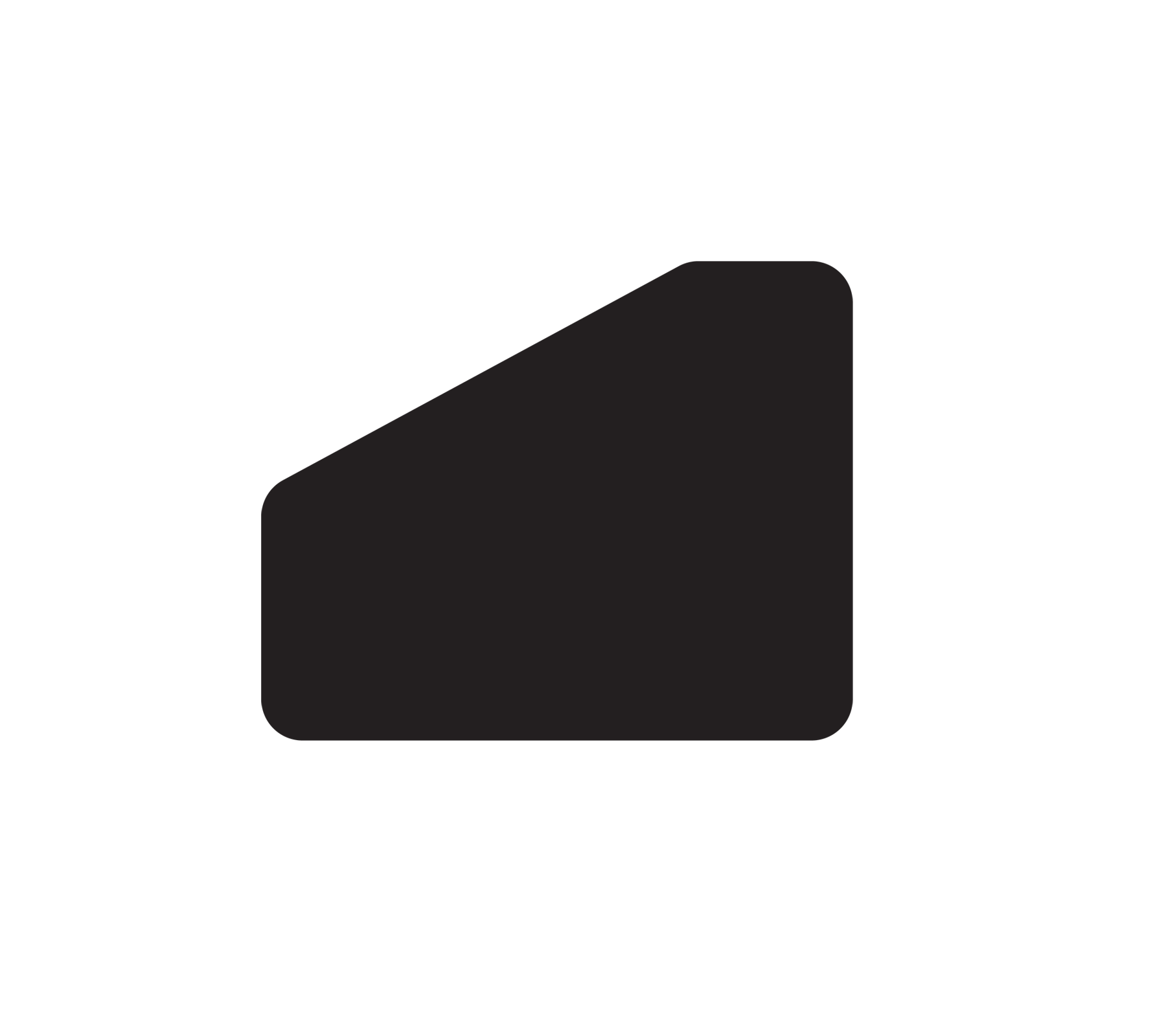 Forme noire abstraite avec un design angulaire unique.