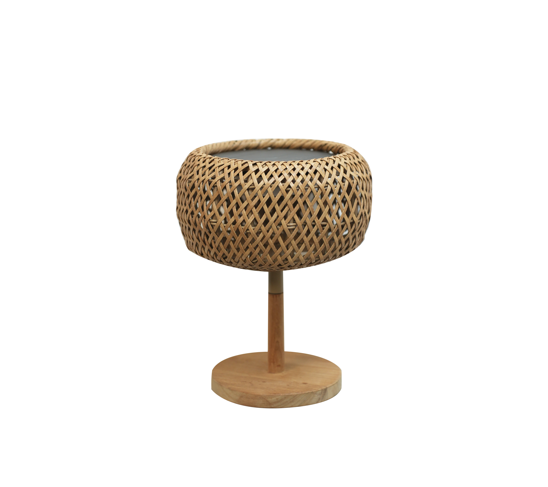 Vase naturelle moderne avec un design tressé et une base ronde.