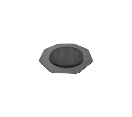Lampe LED octogonale alimentée par énergie solaire avec une finition noire élégante, conçue pour des solutions d'éclairage extérieur efficaces.