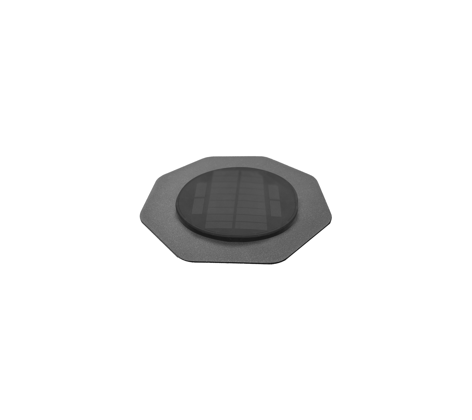 Lampe LED octogonale alimentée par énergie solaire avec une finition noire élégante, conçue pour des solutions d'éclairage extérieur efficaces.