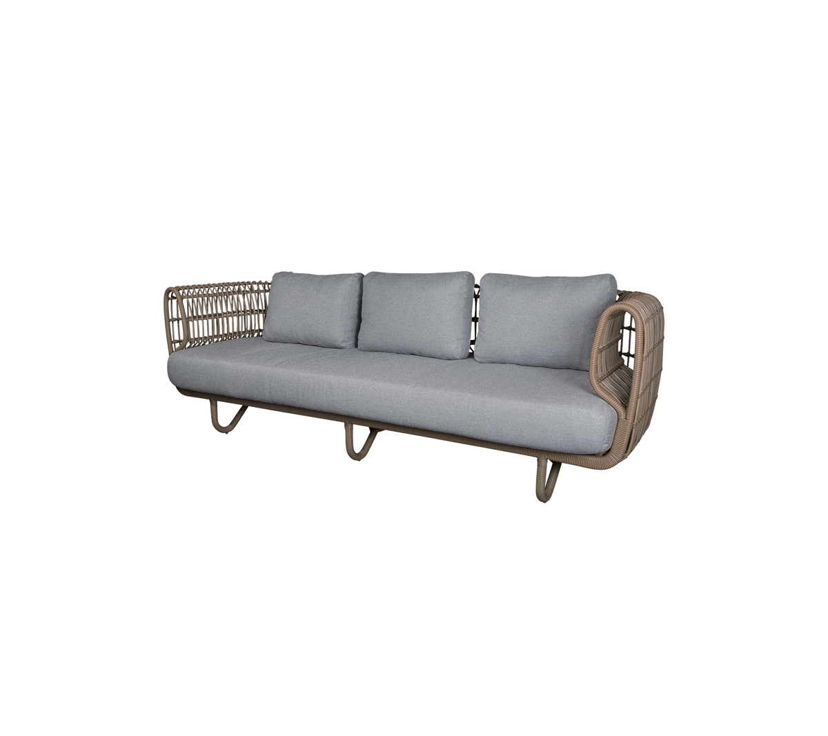 Canapé moderne avec des coussins gris dans un design élégant.