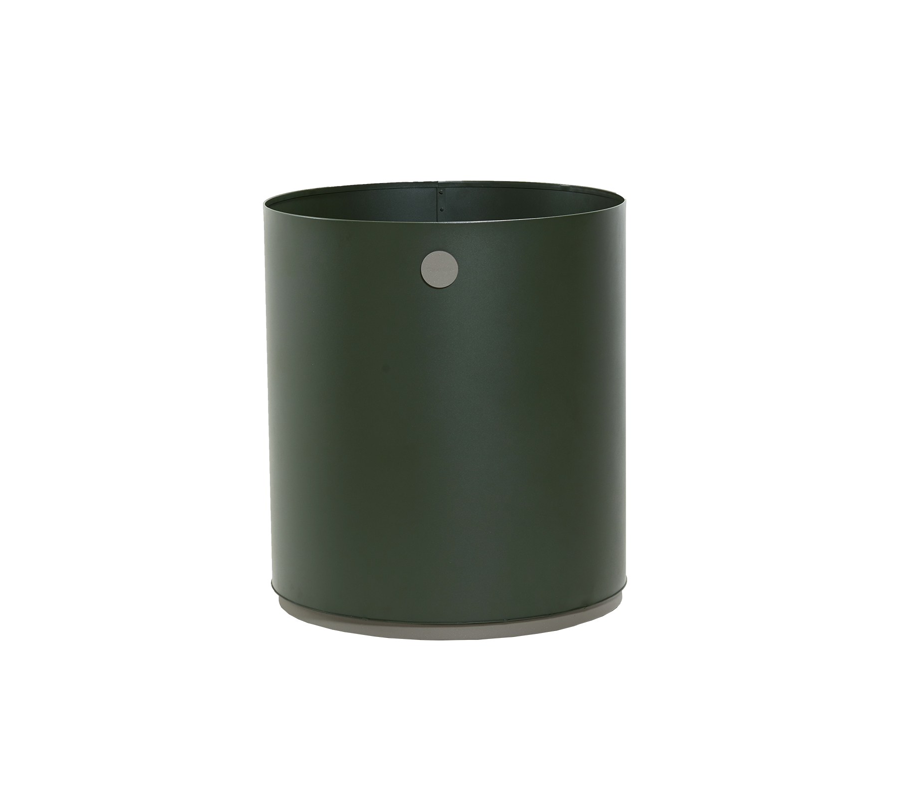 Vase cylindrique vert avec une finition lisse et un détail décoratif subtil sur le côté. Idéal pour mettre en valeur les plantes.