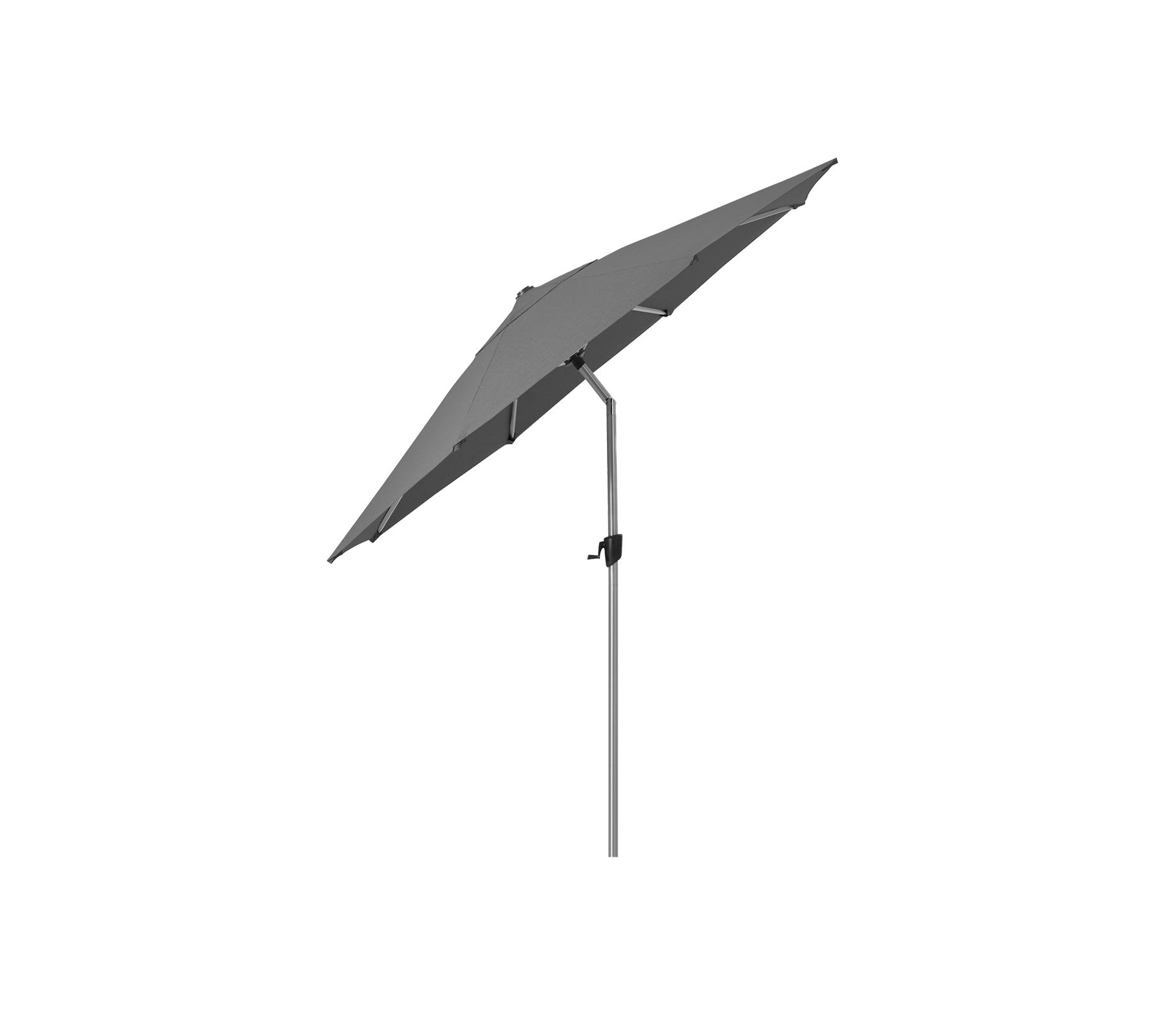 Un parapluie élégant et moderne avec un auvent rectangulaire soutenu par un poteau mince, conçu pour l'ombre et le refuge.