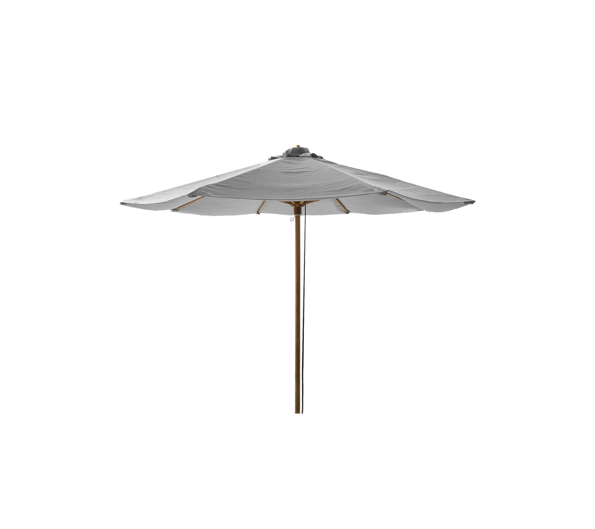 Parapluie élégant avec un mât robuste et un large auvent, conçu pour offrir de l'ombre et valoriser les espaces extérieurs.