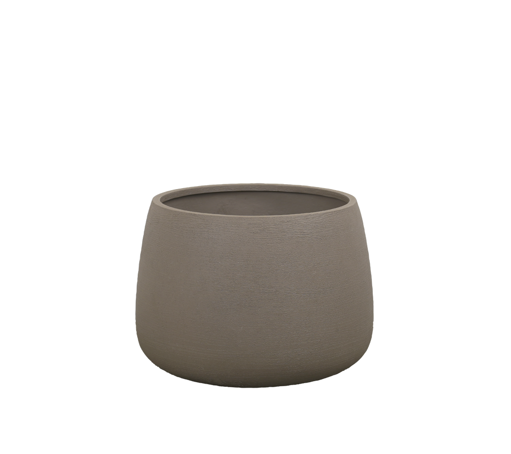 Cache-pots taupe modernes au design simple.