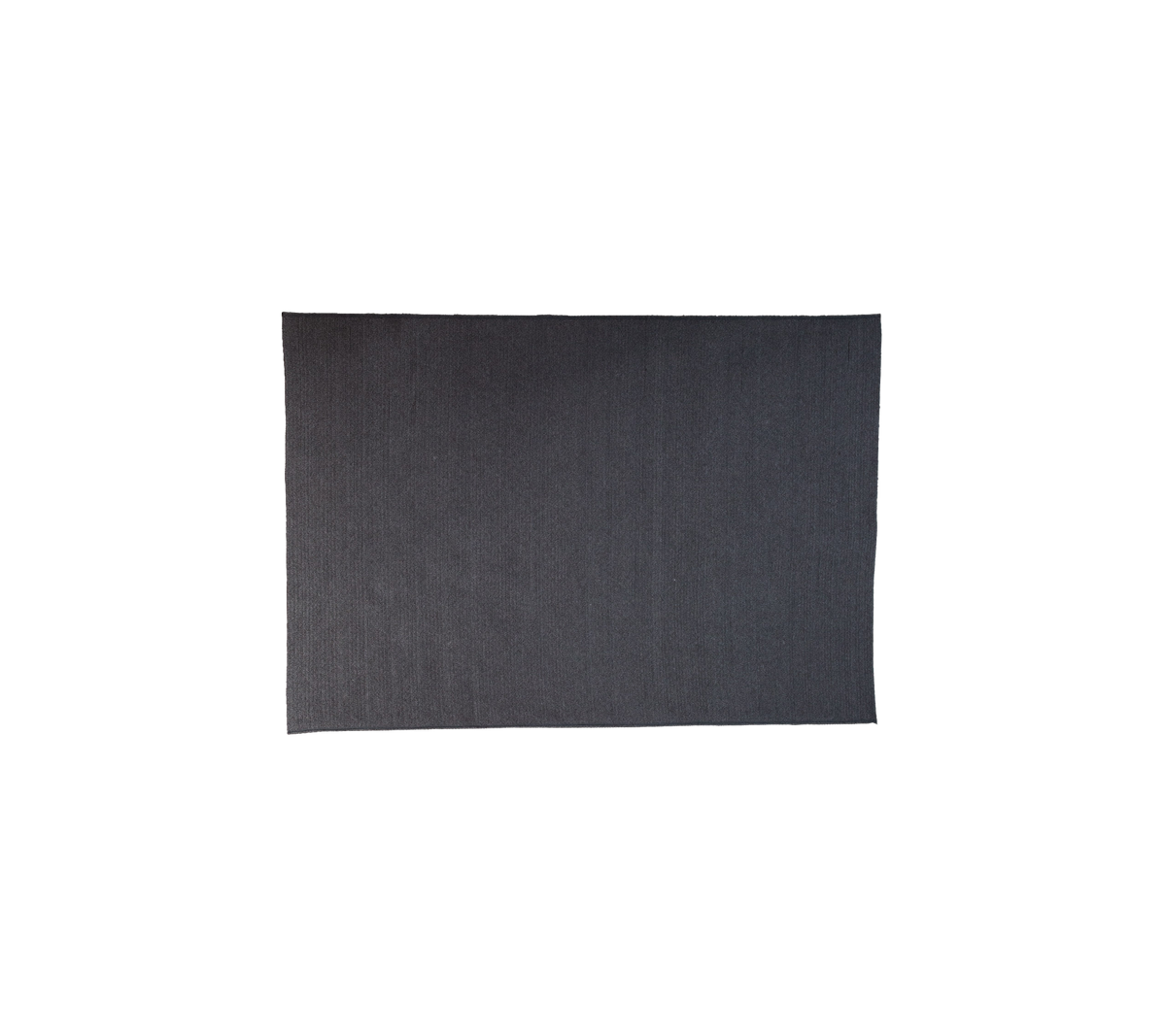 Tapis d'extérieur rond gris foncé nommé Circle avec un design tissé plat simple et élégant, mesurant 240 x 170 cm.