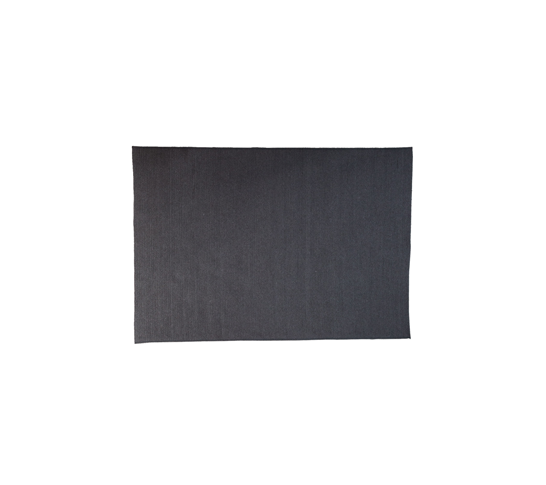 Tapis d'extérieur rond gris foncé nommé Circle avec un design tissé plat simple et élégant, mesurant 240 x 170 cm.