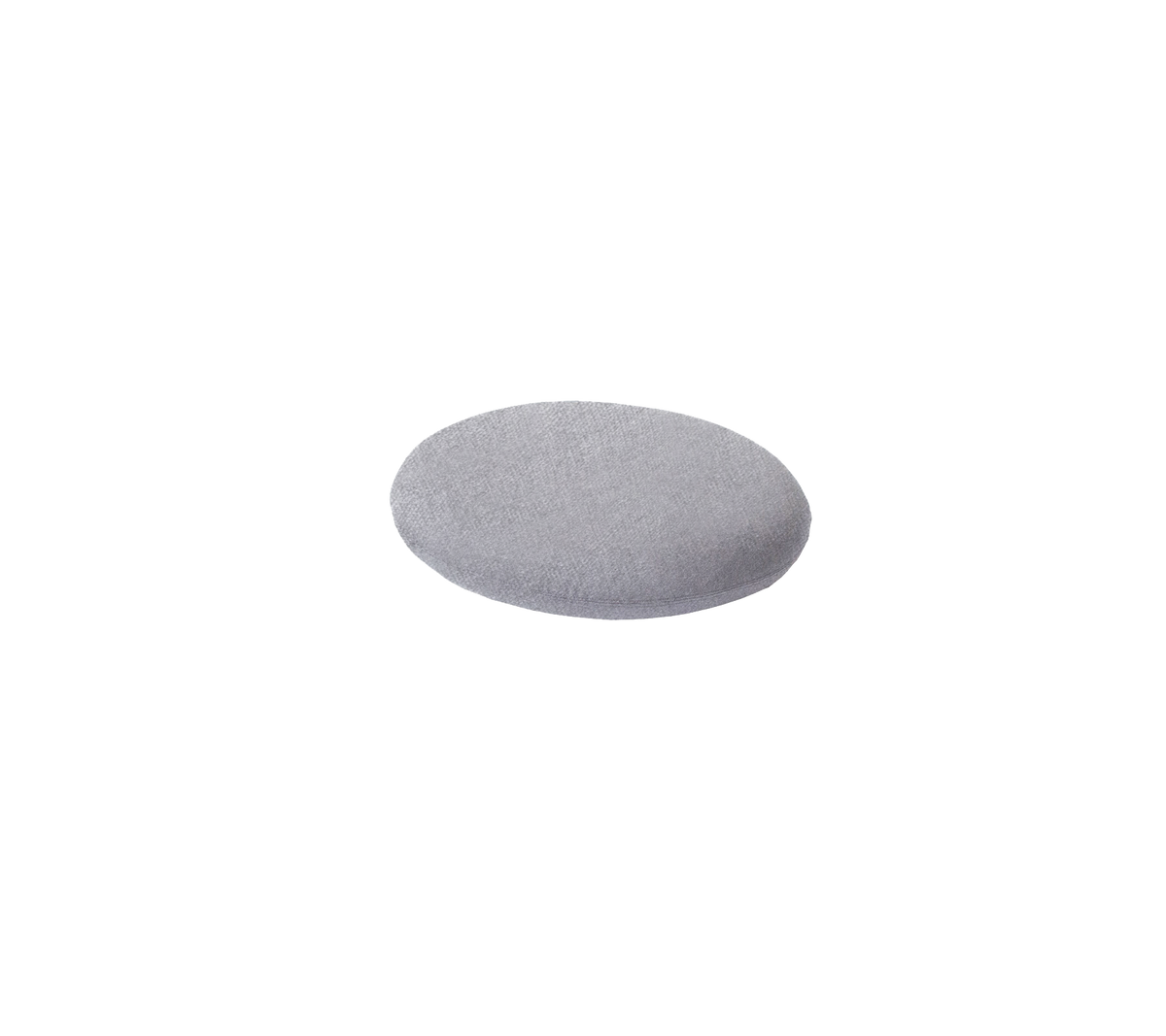 Un objet gris, lisse et en forme d'ovale, ressemblant à un coussin ou un rembourrage doux, conçu pour diverses applications.