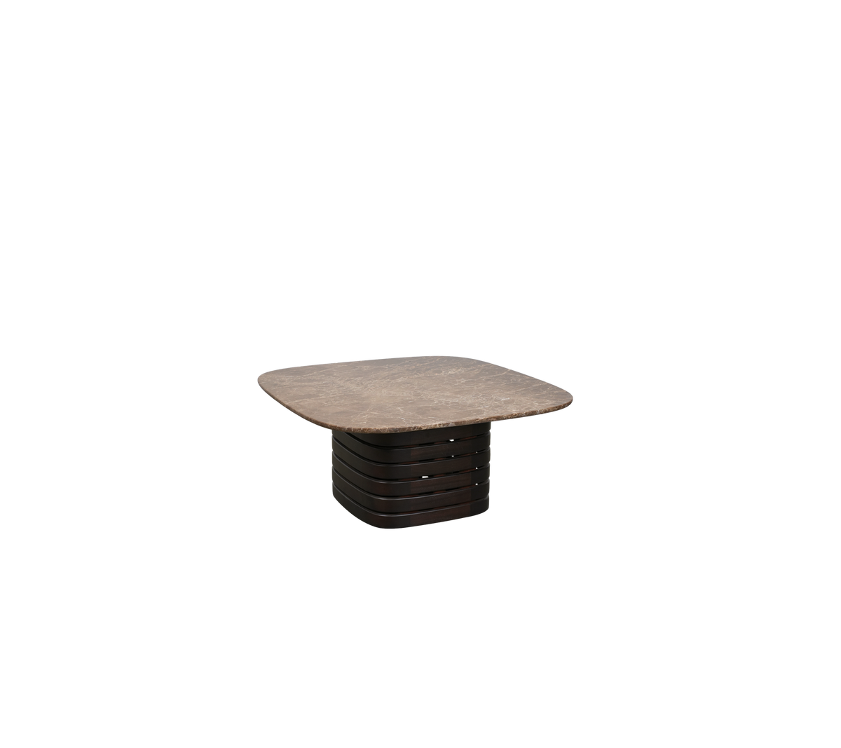 Tableau marron foncé avec un design minimaliste et un dessus carré.