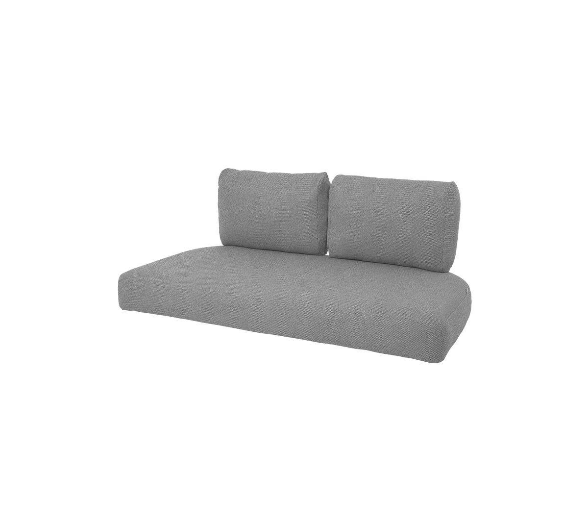 Un canapé gris moderne avec deux coussins de dos, présentant un design minimaliste adapté à divers espaces de vie.