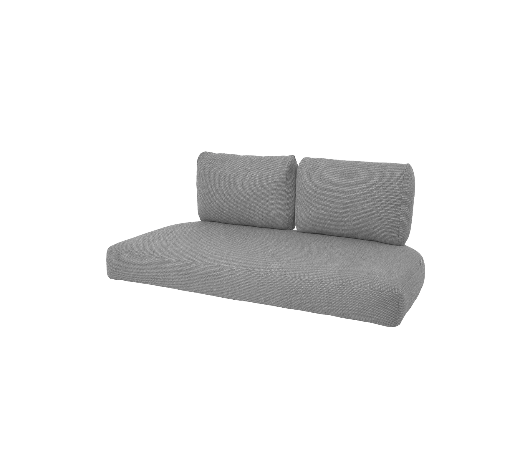Un canapé gris moderne avec deux coussins de dos, présentant un design minimaliste adapté à divers espaces de vie.