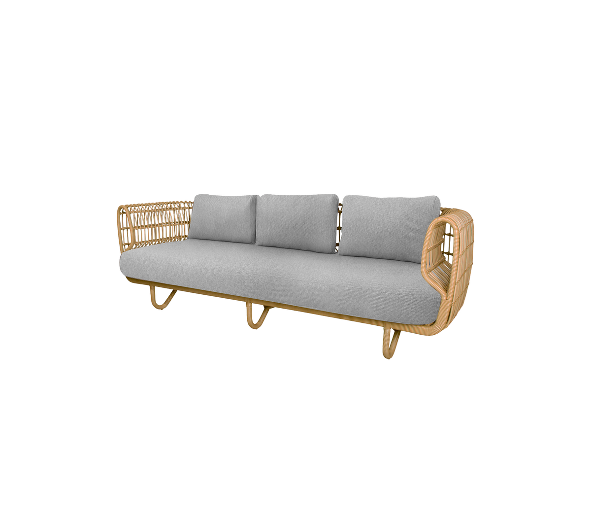 Sofa élégante avec un cadre en bois naturel et de doux coussins gris, parfaite pour ajouter du confort et de l'élégance à n'importe quel espace.