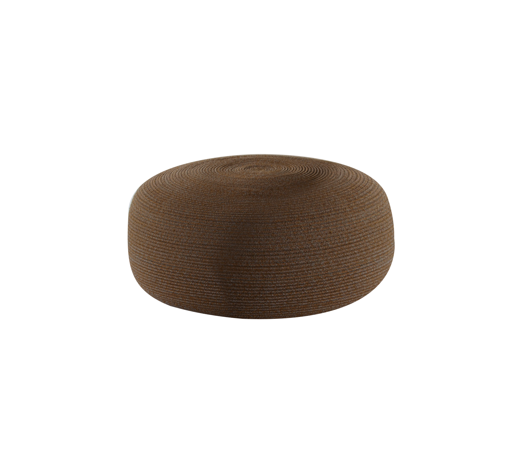 Coussin rond et texturé dans une teinte brune chaleureuse, conçu pour le confort et le style.