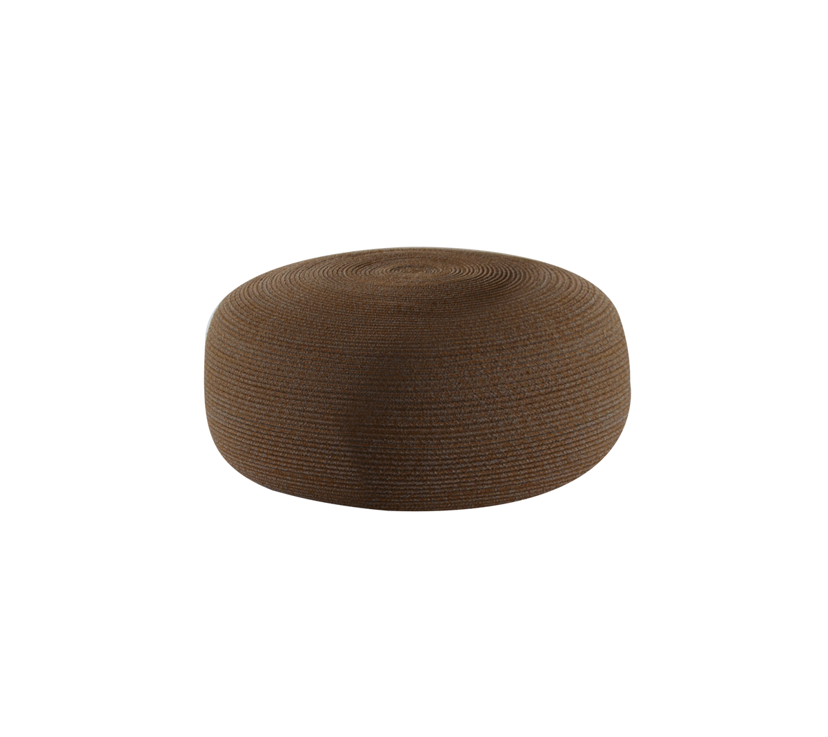 Coussin rond et texturé dans une teinte brune chaleureuse, conçu pour le confort et le style.