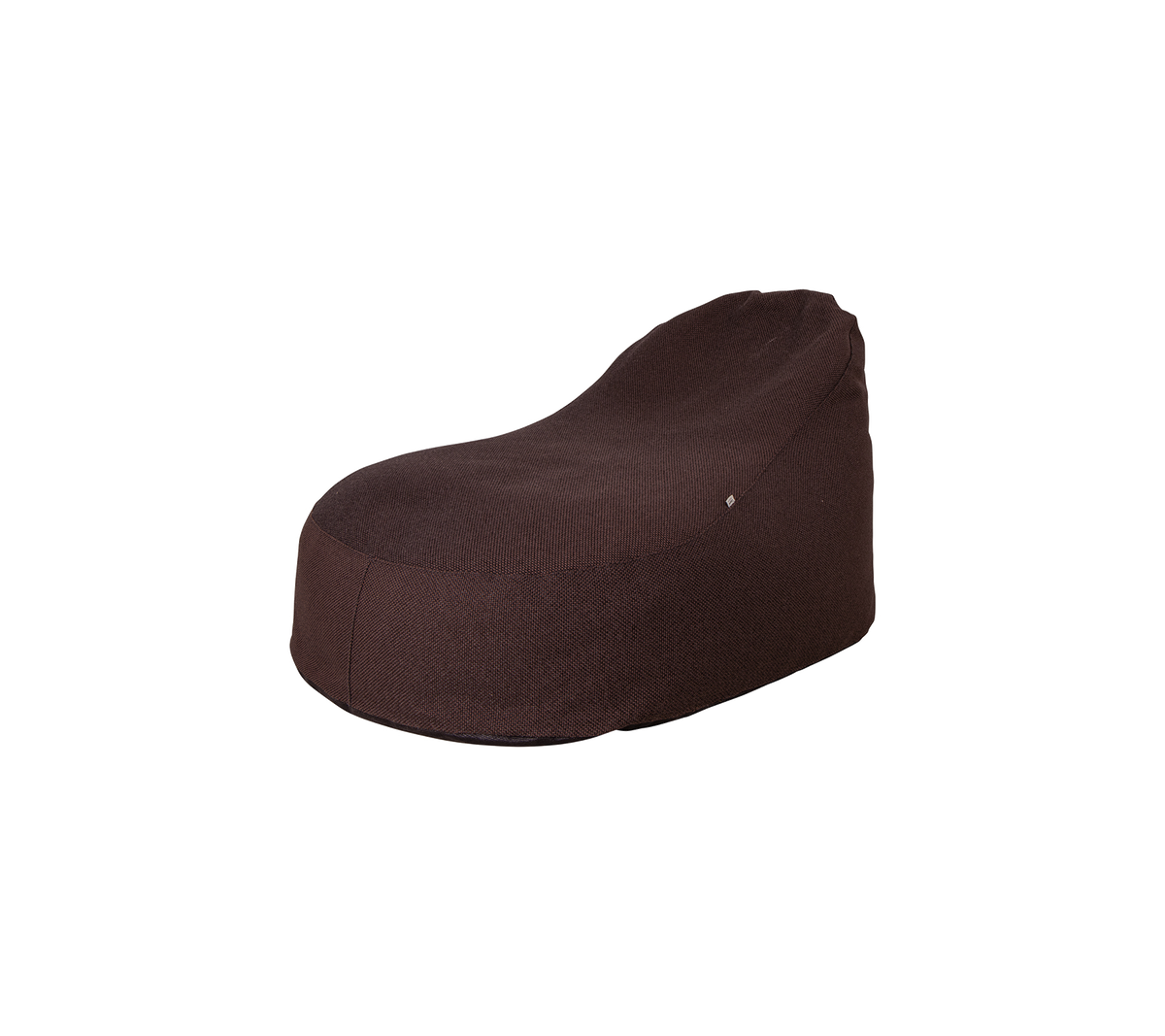 Fauteuil en forme de haricot marron au design lisse et moderne, parfait pour se détendre et se relaxer.