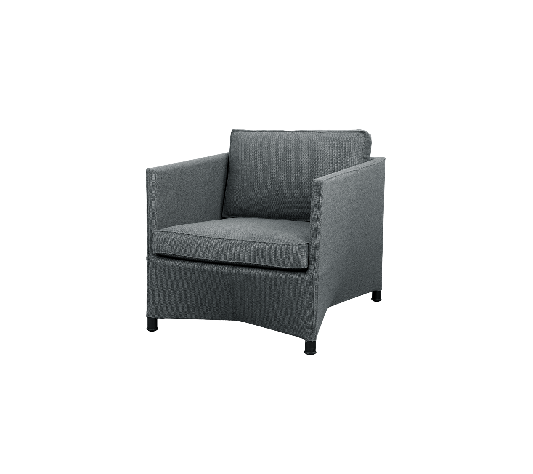 Chaise grise moderne avec des lignes épurées et un design simple.