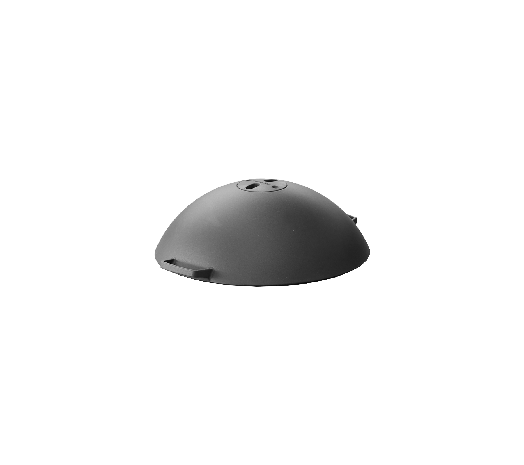 Accessoire en forme de dôme gris avec une surface lisse et une ouverture centrale, conçu pour une application ou un appareil spécifique.