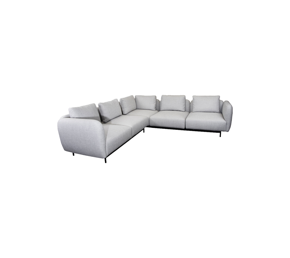 Canapé d'angle gris en L avec des coussins moelleux, proposant des lignes épurées et un design minimaliste pour une décoration moderne.