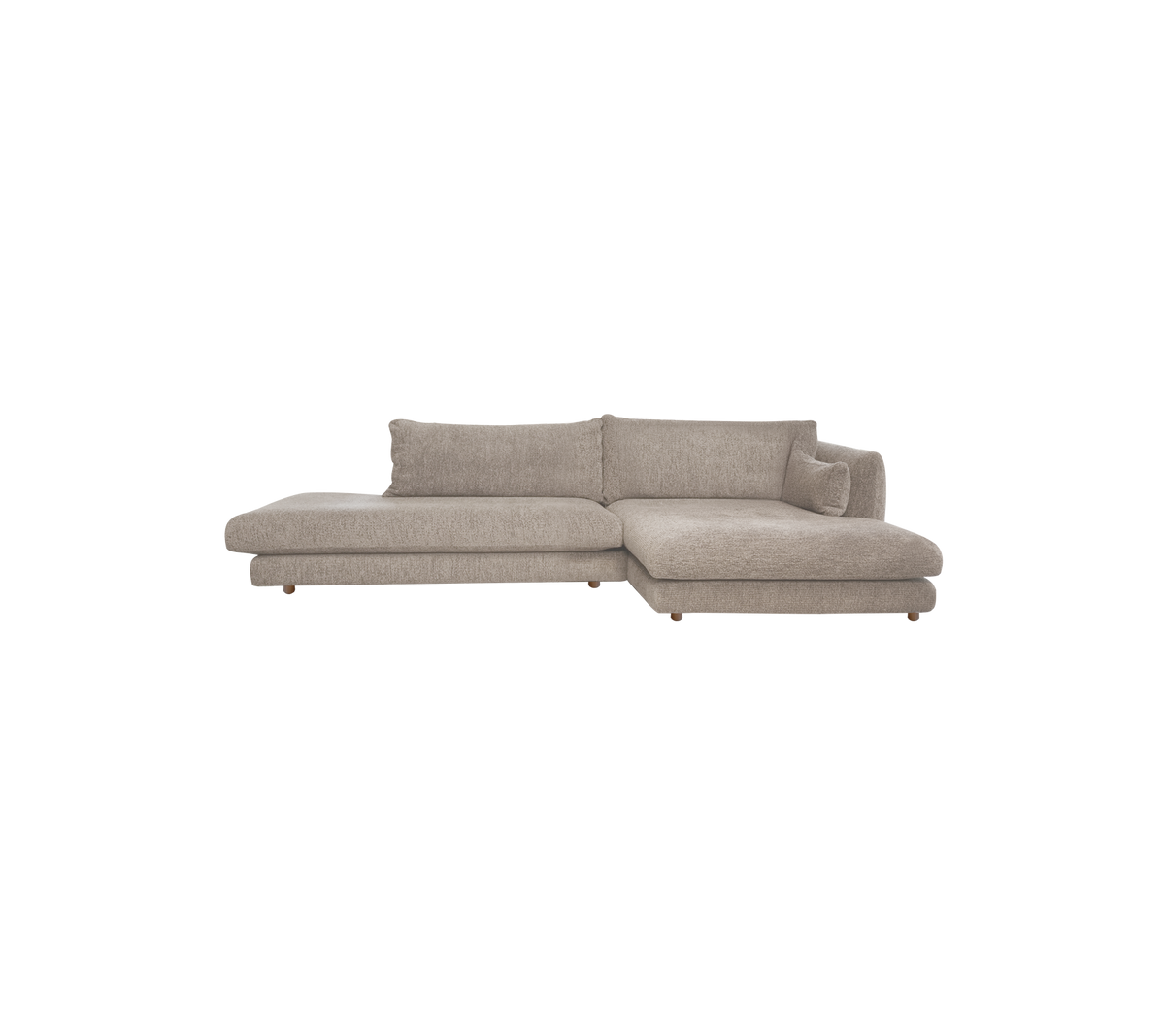 Canapé sectionnel marron clair avec un design contemporain.