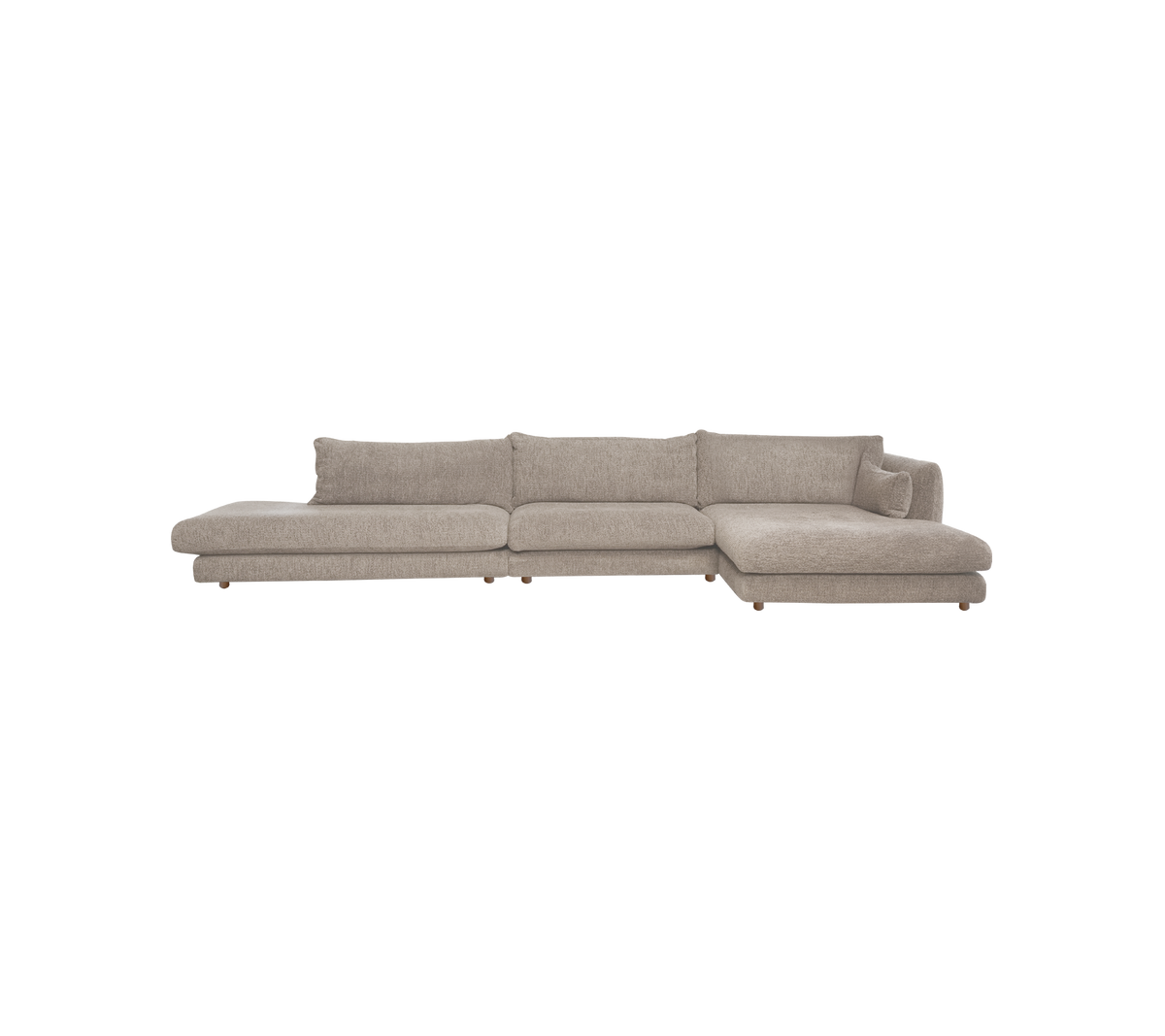 Canapé moderne brun clair avec un design contemporain.