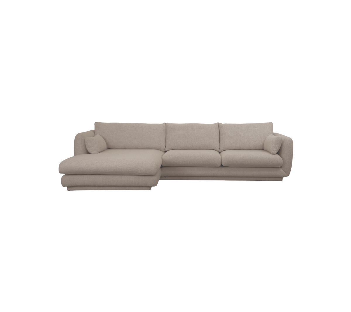 Canapé moderne marron clair avec une configuration de méridienne.