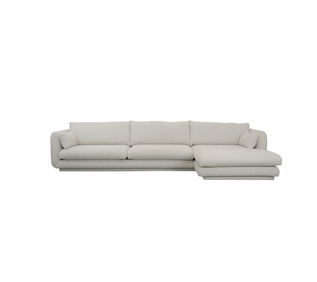 Canapé moderne de couleur sable avec un design de chaise longue.