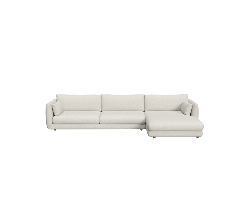 Canapé moderne couleur sable avec design de chaise longue.