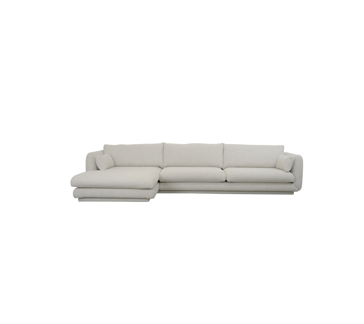 Sofa moderne couleur sable avec un design sectionnel et des coussins moelleux.